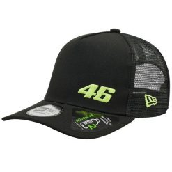 Czapka z daszkiem męska Repreve Flawless A-Frame Trucker VR46 Cap. Czarne czapki z daszkiem New Era, bez wzorów, z poliesteru. Za 149.99 zł.