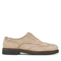 Półbuty Pollini. Brązowe eleganckie półbuty Pollini, bez wzorów, bez obcasa, bez zapięcia. Za 839.99 zł.