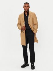 Hugo Płaszcz wełniany Migor 2441 50528793 Beżowy Slim Fit. Brązowe płaszcze Hugo, na zimę, m, bez wzorów, z wełny, bez kaptura. Za 1,699.00 zł.
