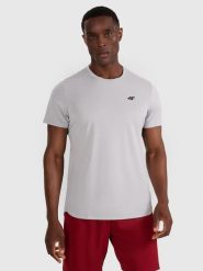 4F Koszulka sportowa w kolorze szarym rozmiar: S. Szare t-shirty sportowe 4F, bez wzorów, z materiału, bez ramiączek, na fitness i siłownię. Za 46.95 zł.