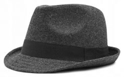 Męski Kapelusz z Wełną, Jesień-Zima, Trilby -Pako Jeans- Grafit, Jodełka. Szare kapelusze Just Yuppi, bez wzorów, z jeansu, klasyczne. Za 65.00 zł.