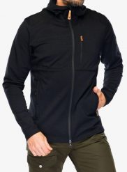 Kurtka polarowa męska Fjallraven Keb Fleece Hoodie. Czarne kurtki Fjällräven, na lato, m, bez wzorów, z elastanu, bez kaptura. Za 906.39 zł.