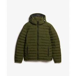 Kurtka z kapturem Superdry Fuji. Zielone kurtki Superdry, m, bez wzorów, z puchu, z kapturem. W wyprzedaży za 421.45 zł.