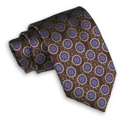 Brązowy Męski Krawat -Chattier- 8cm, Klasyczny, Szeroki, Elegancki, w Niebieski Wzór Geometryczny. Niebieskie krawaty i muchy Chattier, bez wzorów, z tkaniny. Za 49.00 zł.
