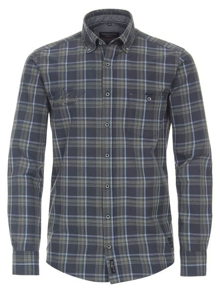 CASAMODA Koszula - Casual fit - w kolorze granatowo-oliwkowym rozmiar: XL. Brązowe koszule CASAMODA, xl, bez wzorów, z bawełny, bez kołnierzyka, bez ramiączek. Za 120.45 zł.