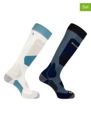 SALOMON Skarpety narciarskie (2 pary) "Access" w kolorze niebiesko-kremowym rozmiar: 42-44. Brązowe skarpety Salomon, bez wzorów, prążkowane. Za 87.40 zł.