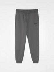 Spodnie jogger z bawełną i haftowanym napisem - szary. Szare joggery i bojówki Sinsay, l, bez wzorów, z bawełny, sportowe. Za 49.99 zł.