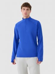4F Bluza trekkingowa szybkoschnąca męska - niebieska L. Niebieskie bluzy 4F, l, bez wzorów, z elastanu, bez kaptura. W wyprzedaży za 139.99 zł.
