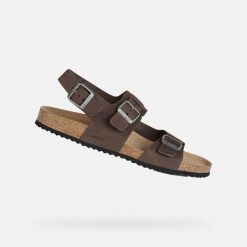 Sandały GEOX U SANDAL GHITA Brązowy. Brązowe sandały Geox, ze skóry, bez zapięcia. Za 317.99 zł.