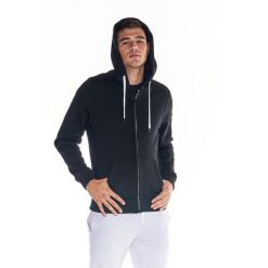 Męska bluza z kapturem i zamkiem błyskawicznym na całej długości Heavy Basic. Czarne bluzy LEONE 1947 APPAREL, l, bez wzorów, z tkaniny, z kapturem. W wyprzedaży za 223.60 zł.