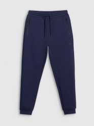 4F Spodnie dresowe joggery męskie - granatowe S. Niebieskie joggery i bojówki 4F, m, bez wzorów, z dresówki, sportowe. Za 189.99 zł.