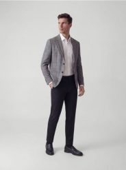 Marynarka slim fit w kratę - ciemnoszary. Szare garnitury Reserved, l, bez wzorów, z tkaniny. Za 359.99 zł.