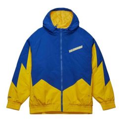 Kurtka wodoodporna Golden State Warriors Retro. Niebieskie kurtki Mitchell & Ness, m, bez wzorów, bez kaptura. Za 796.00 zł.