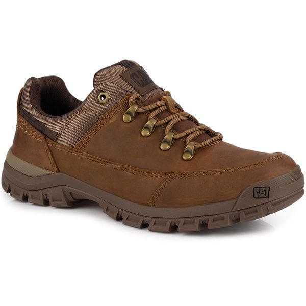 Męskie półbuty brązowe skórzane CATERPILLAR CAT THRESHOLD HIKER LOW. Brązowe eleganckie półbuty CATerpillar, bez wzorów, bez obcasa, bez zapięcia. Za 365.00 zł.