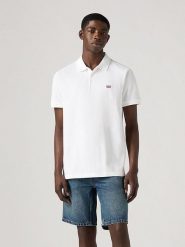 Levi's Koszulka polo w kolorze białym rozmiar: L. Białe koszulki polo Levi's®, l, bez wzorów, z bawełny, bez kołnierzyka, bez ramiączek. Za 115.24 zł.