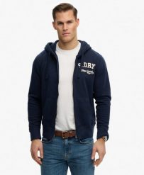 Superdry Vintage Athletic Bluza z kapturem na zamek, 100% bawełna, Loose Fit –. Niebieskie bluzy z kapturem Superdry, l, bez wzorów, z bawełny, z kapturem. Za 393.55 zł.