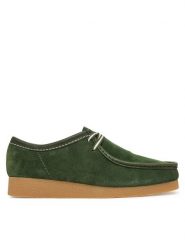 Clarks Półbuty Wallabee EVO 26186170 Zielony. Zielone eleganckie półbuty Clarks, bez wzorów, ze skóry, bez obcasa, bez zapięcia. Za 429.99 zł.