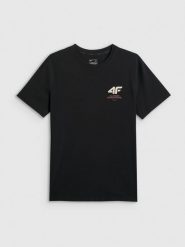 4F T-shirt regular gładki męski - czarny S. Czarne t-shirty 4F, m, bez wzorów, z dresówki, bez kołnierzyka, bez ramiączek. Za 69.99 zł.