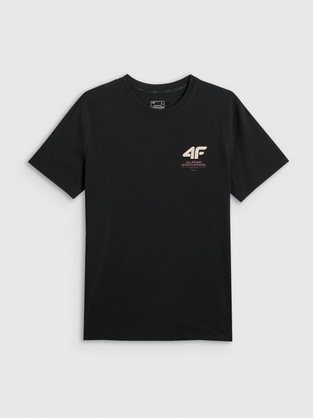 4F T-shirt regular gładki męski - czarny S. Czarne t-shirty 4F, m, bez wzorów, z dresówki, bez kołnierzyka, bez ramiączek. Za 69.99 zł.