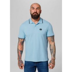 Koszulka Polo bawełniana klasyczna dla dorosłych Pique Stripes Regular. Niebieskie koszulki polo PITBULL, l, bez wzorów, z bawełny, bez kołnierzyka, bez ramiączek. Za 139.00 zł.
