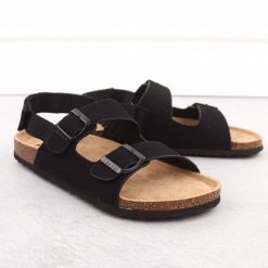 Sandały męskie z klamrami czarne Big Star LL174208. Czarne sandały BIG STAR, z zamszu, bez zapięcia. Za 129.99 zł.