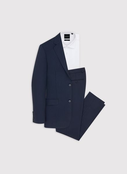 PAKO LORENTE - Granatowy wełniany garnitur męski. Niebieskie garnitury Pako Lorente, do pracy, m, bez wzorów, z wełny. Za 1,739.98 zł.