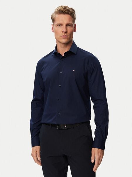 Tommy Hilfiger Koszula MW0MW43749 Granatowy Regular Fit. Niebieskie koszule Tommy Hilfiger, m, bez wzorów, z bawełny, bez kołnierzyka, bez ramiączek. Za 329.99 zł.