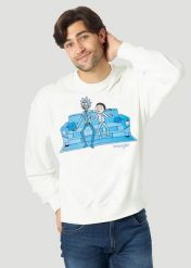 WRANGLER RICK&MORTY CREW MĘSKA BLUZA KLASYCZNA NADRUK LOGO OFF WHITE W6R1HN737 112144803. Białe bluzy Wrangler, m, bez wzorów, bez kaptura. Za 159.99 zł.