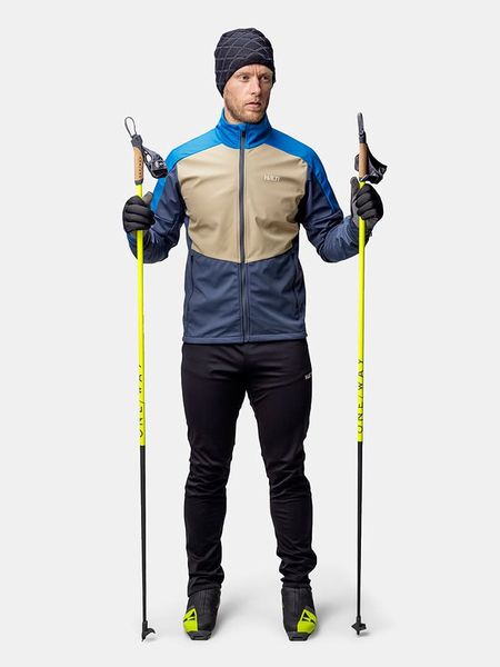 Halti Kurtka softshellowa "Framover" w kolorze niebiesko-beżowo-granatowym rozmiar: L. Brązowe kurtki outdoor i hardshell Halti, l, bez wzorów, z materiału, bez kaptura. Za 359.32 zł.