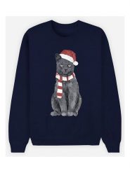 WOOOP Bluza "Xmas Cat" w kolorze granatowym rozmiar: L. Niebieskie bluzy Wooop, l, bez wzorów, z bawełny, bez kaptura. Za 133.89 zł.