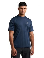 Haglöfs Koszulka turystyczna "Ridge" w kolorze granatowym rozmiar: L. Niebieskie t-shirty sportowe Haglöfs, bez wzorów, z materiału, bez ramiączek, outdoorowe. Za 128.25 zł.