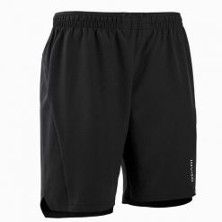 Spodenki do piłki nożnej halowej męskie Kipsta. Czarne szorty KIPSTA, l, bez wzorów, z materiału, sportowe. W wyprzedaży za 39.99 zł.