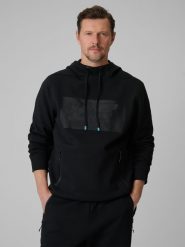 4F Bluza dresowa regular z kapturem męska - czarna M. Czarne bluzy 4F, m, bez wzorów, z bawełny, z kapturem. Za 199.99 zł.