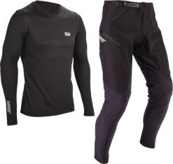Komplet rowerowy (koszulka+spodnie) LEATT Ride Kit MTB 1.0. Czarne spodenki rowerowe LEATT, l, z aplikacjami, z tkaniny, rowerowe. Za 314.30 zł.