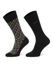 BOSS Zestaw 2 par wysokich skarpet męskich 2P RS Monogram CC 50515141 Czarny. Czarne skarpety Boss, bez wzorów, z bawełny. Za 99.99 zł.