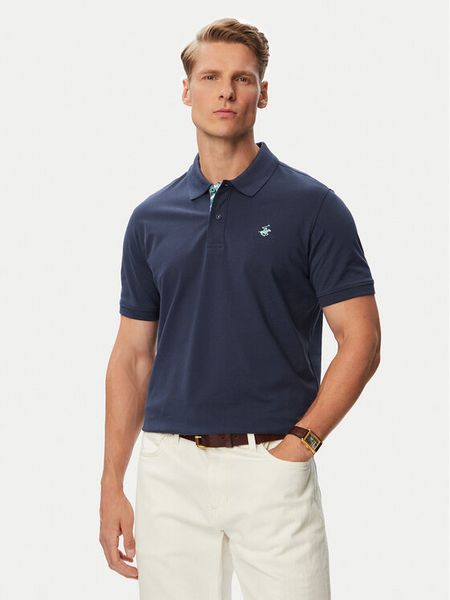 Beverly Hills Polo Club Polo P-SS26M-P450106BLU Granatowy Regular Fit. Niebieskie koszulki polo Beverly Hills Polo Club, m, bez wzorów, z bawełny, bez kołnierzyka, bez ramiączek. Za 249.99 zł.