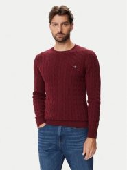 Gant Sweter 8050601 Bordowy Regular Fit. Czerwone swetry rozpinane GANT, m, bez wzorów, z bawełny, bez kołnierzyka, bez ramiączek. Za 526.99 zł.