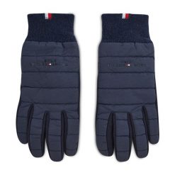 Rękawiczki Męskie Tommy Hilfiger. Niebieskie rękawiczki Tommy Hilfiger, bez wzorów, z nylonu. Za 299.99 zł.