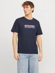 Jack & Jones Koszulka "Cyber" w kolorze granatowym rozmiar: L. Niebieskie bezrękawniki Jack & Jones, l, bez wzorów, z bawełny, bez kołnierzyka, bez ramiączek. Za 61.89 zł.