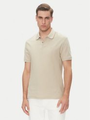 Calvin Klein Polo LV04LC239G Beżowy Regular Fit. Brązowe koszulki polo CALVIN KLEIN, l, bez wzorów, z bawełny, bez kołnierzyka, bez ramiączek. Za 299.99 zł.