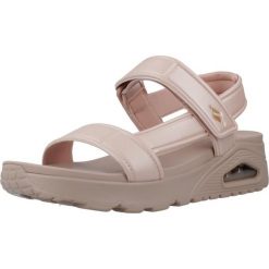 Sandały SKECHERS UNO Rose. Brązowe sandały Skechers, z materiału, bez zapięcia. Za 249.99 zł.
