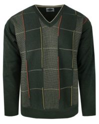 Zielony Sweter Męski - V-neck (Serek) - Kings - Zielony. Zielone swetry rozpinane Kings, m, bez wzorów, z bawełny, bez kołnierzyka, bez ramiączek. Za 125.00 zł.