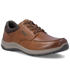 Skórzane półbuty męskie komfortowe tęgość H brązowe Rieker 03607-24. Brązowe eleganckie półbuty Rieker, bez wzorów, ze skóry, bez obcasa, bez zapięcia. Za 459.00 zł.