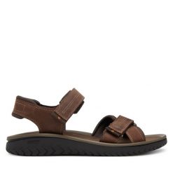 Sandały Clarks. Brązowe sandały Clarks, bez zapięcia. Za 269.99 zł.