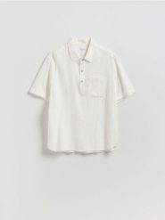 Koszula z dodatkiem lnu - biały. Białe koszule Reserved, l, bez wzorów, z wiskozy, bez kołnierzyka, bez ramiączek. Za 129.99 zł.