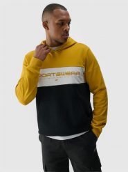 4F Bluza dresowa nierozpinana z kapturem męska - żółta M. Żółte bluzy 4F, m, bez wzorów, z bawełny, z kapturem. Za 189.99 zł.