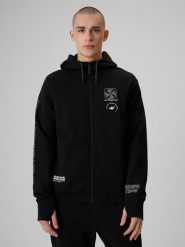 4F Bluza dresowa relaxed z kapturem męska - czarna M. Czarne bluzy z kapturem 4F, l, bez wzorów, z dresówki, z kapturem. Za 199.99 zł.