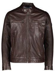 Bugatti Skórzana kurtka w kolorze ciemnobrązowym rozmiar: 56. Brązowe kurtki Bugatti, bez wzorów, ze skóry, bez kaptura. Za 891.99 zł.