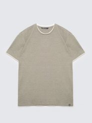 Koszulka męska w drobne paski khaki Fredriser 303. Zielone t-shirty BIG STAR, l, z aplikacjami, z dzianiny, bez kołnierzyka, bez ramiączek. Za 99.99 zł.