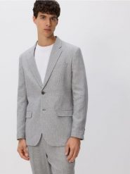 Marynarka slim fit z lnem - jasnoszary. Szare garnitury Reserved, bez wzorów, z bawełny. W wyprzedaży za 229.99 zł.